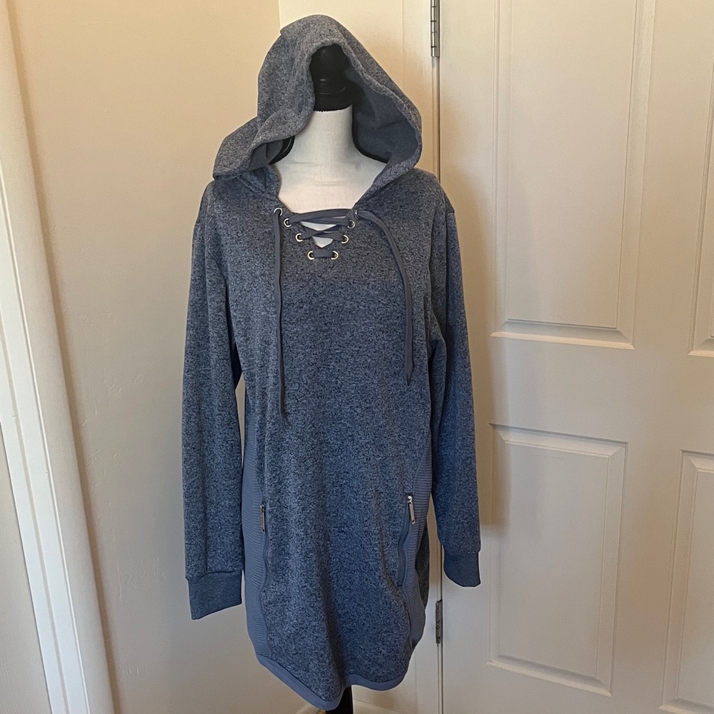 Cozy Blue Lace-Up Hoodie 1X